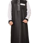 Black Plain Polyester Mens Galabiyya Thobe