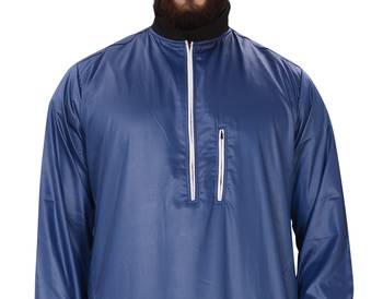 Blue Plain Polyester Mens Galabiyya Thobe 2
