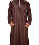 Brown Plain Polyester Mens Galabiyya Thobe