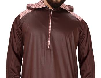 Brown Plain Polyester Mens Galabiyya Thobe 2