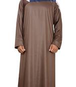 Brown Plain Polyester Mens Galabiyya Thobe