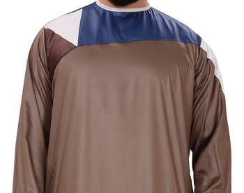Brown Plain Polyester Mens Galabiyya Thobe 2