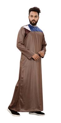 Brown Plain Polyester Mens Galabiyya Thobe 5