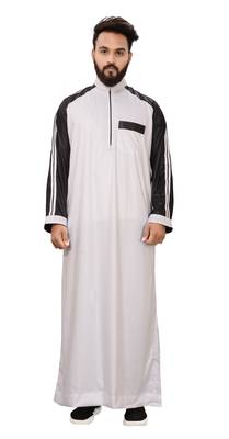 White Plain Polyester Mens Galabiyya Thobe 1