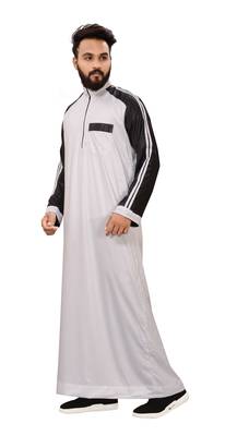 White Plain Polyester Mens Galabiyya Thobe 3