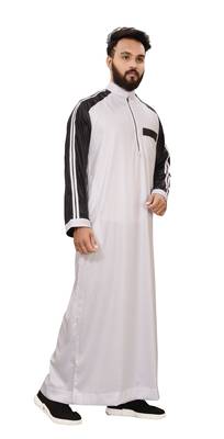 White Plain Polyester Mens Galabiyya Thobe 4