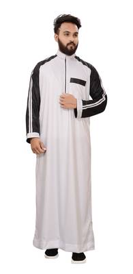 White Plain Polyester Mens Galabiyya Thobe 5