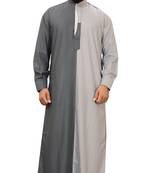 Grey Plain Cotton Mens Galabiyya Thobe