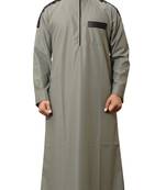 Green Plain Cotton Mens Galabiyya Thobe