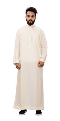 White Plain Cotton Mens Galabiyya Thobe 1