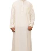 White Plain Cotton Mens Galabiyya Thobe