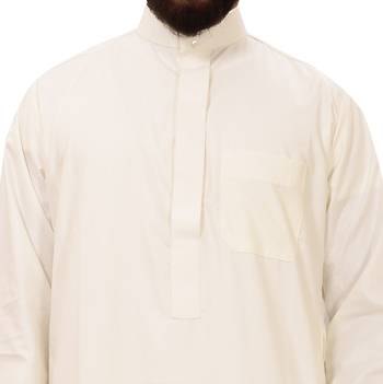White Plain Cotton Mens Galabiyya Thobe 2