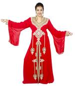 Red embroidered georgette islamic kaftan