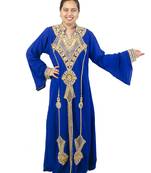 Royal blue embroidered georgette islamic kaftan