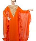 Orange embroidered georgette islamic kaftan