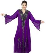 Purple embroidered georgette islamic kaftan