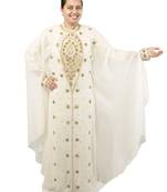 Cream embroidered georgette islamic kaftan