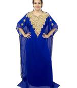 Royal blue embroidered georgette islamic kaftan