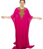 Pink embroidered georgette islamic kaftan