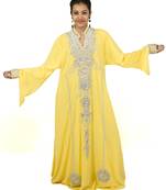 Yellow embroidered georgette islamic kaftan