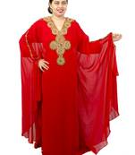 Red embroidered georgette islamic kaftan