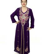 Purple embroidered georgette islamic kaftan