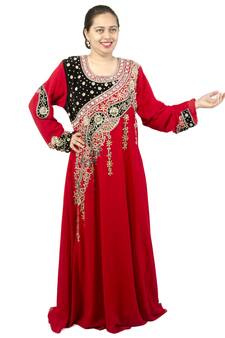 Red embroidered georgette islamic kaftan