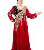 Red embroidered georgette islamic kaftan
