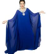 Royal blue embroidered georgette islamic kaftan