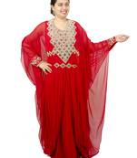 Red embroidered georgette islamic kaftan
