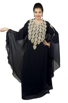 Pink embroidered georgette islamic kaftan