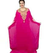 Pink embroidered georgette islamic kaftan