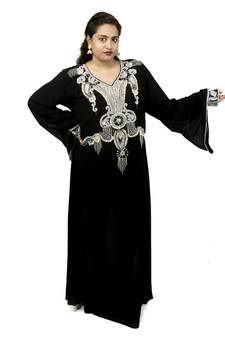 Black embroidered georgette islamic kaftan