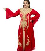 Red embroidered georgette islamic kaftan