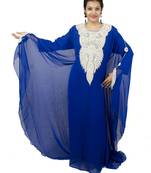 Royal blue embroidered georgette islamic kaftan