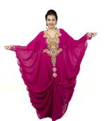 Pink embroidered georgette islamic kaftan
