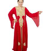 Red embroidered georgette islamic kaftan
