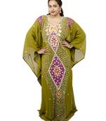 Green embroidered georgette islamic kaftan