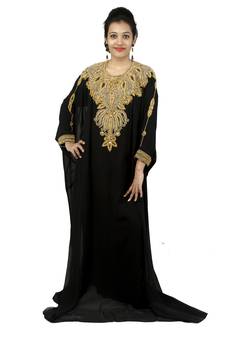 Black embroidered georgette islamic kaftan