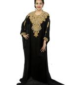 Black embroidered georgette islamic kaftan