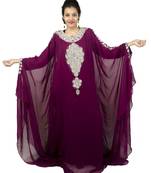 Magenta embroidered georgette islamic kaftan