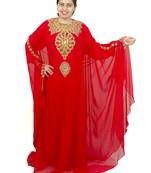 Red embroidered georgette islamic kaftan