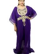 Purple embroidered georgette islamic kaftan