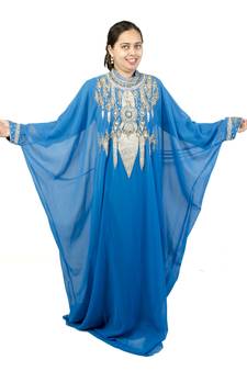 Green embroidered georgette islamic kaftan