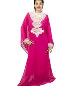 Pink embroidered georgette islamic kaftan