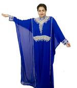 Royal blue embroidered georgette islamic kaftan