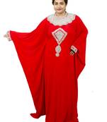 Red embroidered georgette islamic kaftan