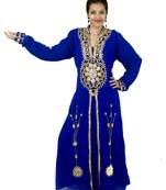Royal blue embroidered georgette islamic kaftan
