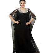 Black embroidered georgette islamic kaftan