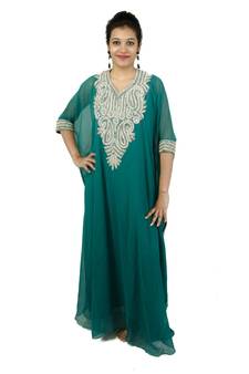 Green embroidered georgette islamic kaftan